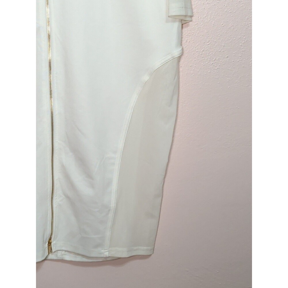 Curvy Sense Blazer Bodycon Dress Womens 2XL Ivory Sheer Mesh Cutout Zip Sexy - Picture 5 of 14